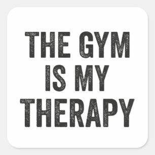 De sportschool is mijn therapie training fitness vierkante sticker