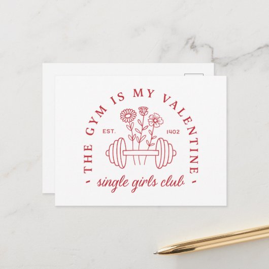 De sportschool is mijn valentijn single meisjes fi briefkaart (Voorkant / Achterkant in situ)