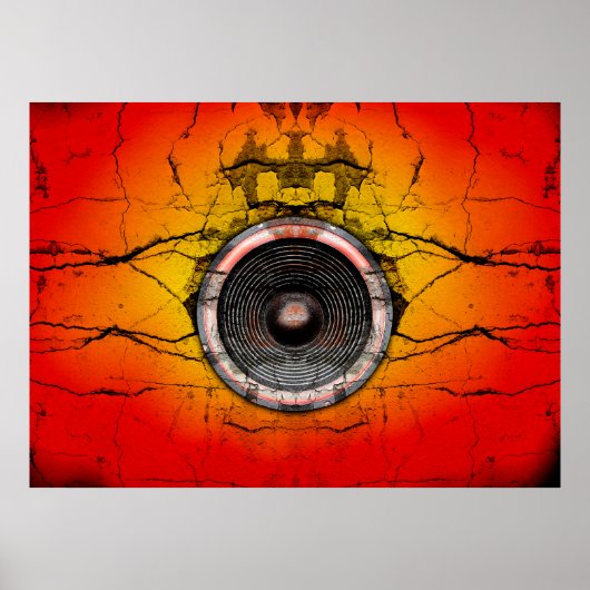 De spreker van de muziek op een gebarsten muurpost poster (Voorkant)