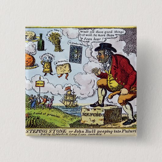 De springstang, John Bull... Vierkante Button 5,1 Cm (Voorkant)