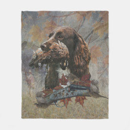 De Sprocker Spaniel, kunst jachthond       Fleece Deken
