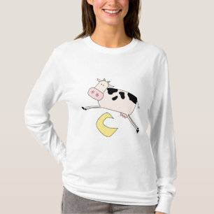 De Sprongen van de koe over de T-shirts en de