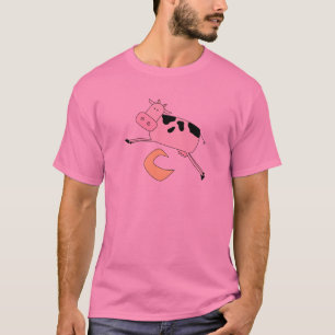 De Sprongen van de koe over de T-shirts en de