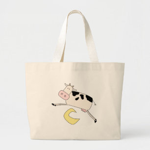 De Sprongen van de koe over de T-shirts en de Gift Grote Tote Bag