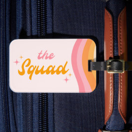 De Squad Groovy Roze & Sinaasappel Bagagelabel