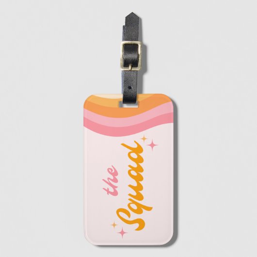 De Squad Groovy Roze & Sinaasappel Bagagelabel (Voorkant (verticaal))
