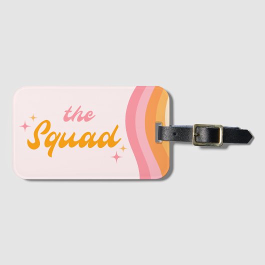 De Squad Groovy Roze & Sinaasappel Bagagelabel (Voorkant (horizontaal))