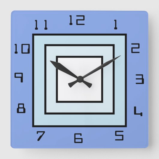 De Square Blue Clock Vierkante Klok (Voorkant)