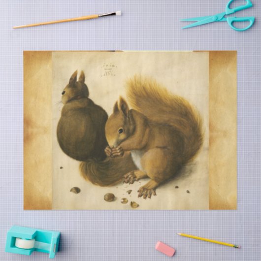DE SQUIRREL MET NUTS-Albrecht-urer Tissuepapier (Craft)