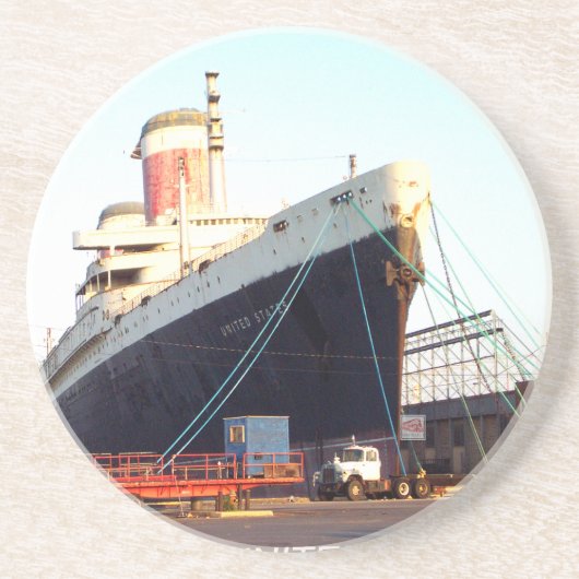 De SS United States Ocean Liner Zandsteen Onderzetter (Voorkant)