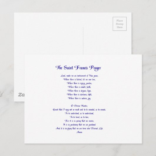 De St Francis Peace Prayer Briefkaart (Voorkant / Achterkant)