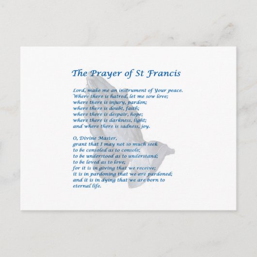 De St Francis Prayer Briefkaart (Voorkant)
