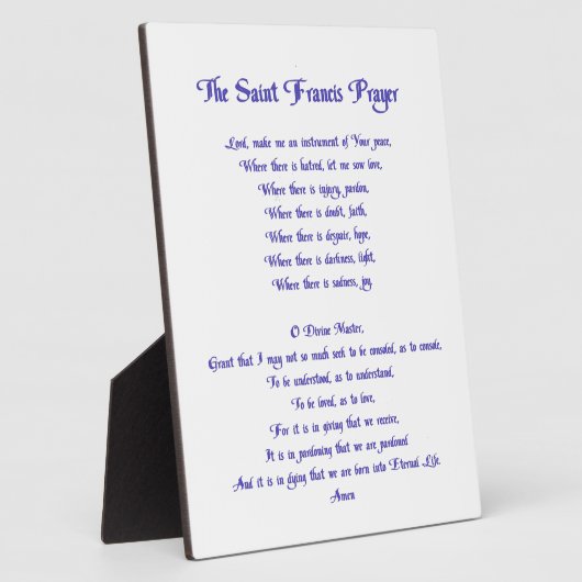 De St Francis Prayer Fotoplaat (Zijkant)