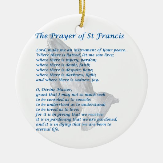 De St Francis Prayer Keramisch Ornament (Voorkant)