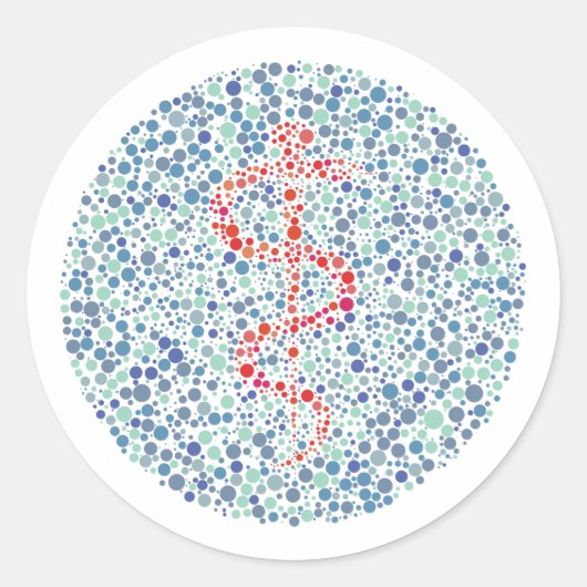 De staaf van de Asclepius Ishihara-test Ronde Sticker (Voorkant)