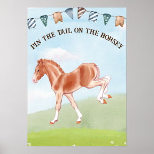 De staart op het paardenspel voor kinderen poster