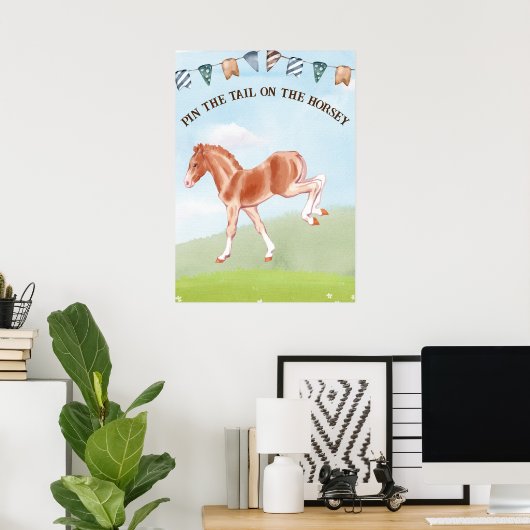 De staart op het paardenspel voor kinderen poster (Thuiskantoor)
