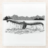 De staart van de walvis glazen onderzetter (Voorkant)