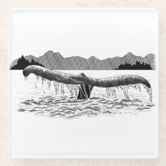 De staart van de walvis glazen onderzetter