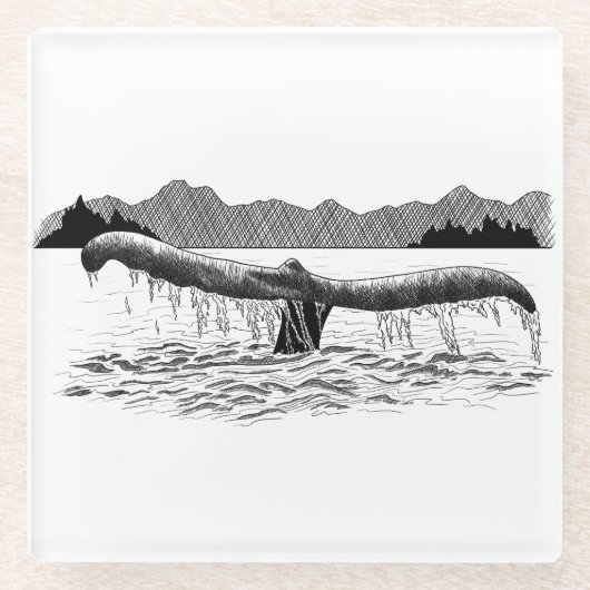 De staart van de walvis glazen onderzetter (Voorkant)