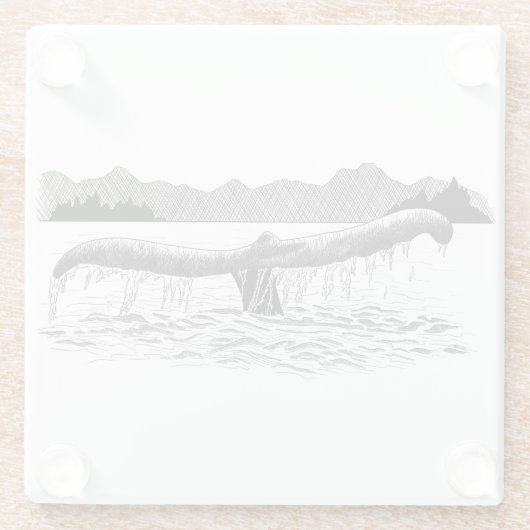 De staart van de walvis glazen onderzetter (Achterkant)