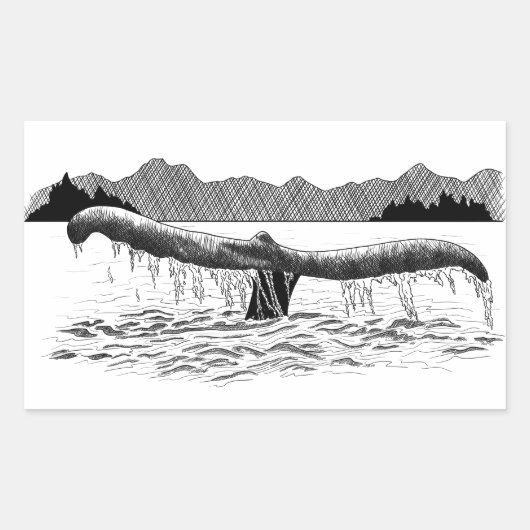 De staart van de walvis rechthoekige sticker (Voorkant)