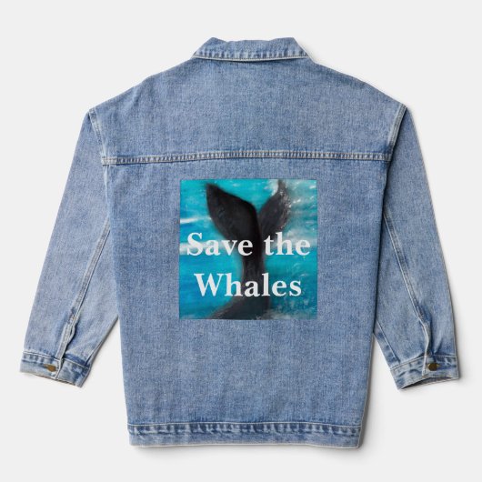 De staart van een walvis - Save the Whales Denim Jacket (Achterkant)