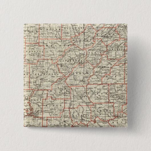 De staat Alabama Vierkante Button 5,1 Cm (Voorkant)