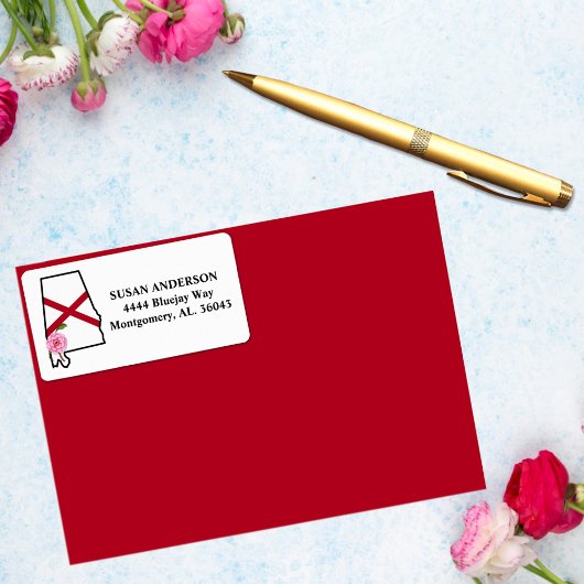 De staat Alabama vlag met de deelstaat Vloeren Cam Etiket