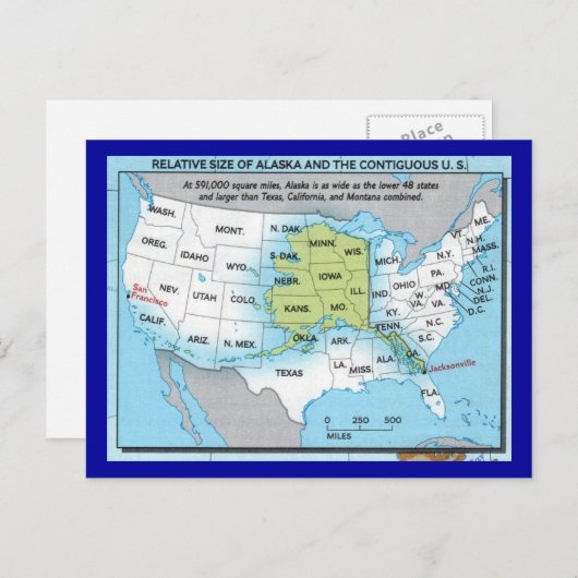 de staat Alaska Briefkaart (Voorkant / Achterkant)