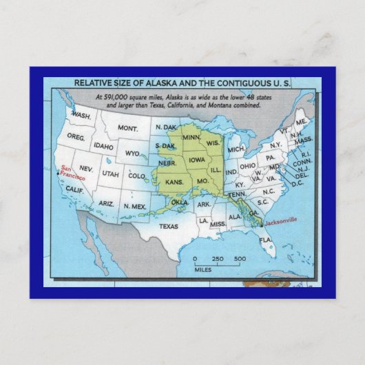 de staat Alaska Briefkaart (Voorkant)