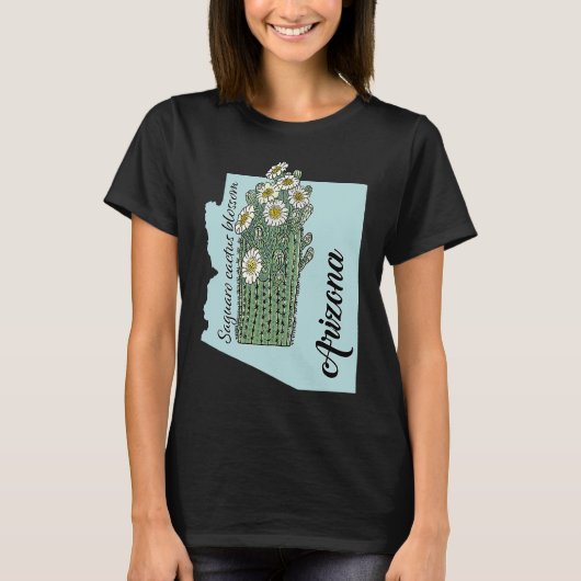 De staat Arizona Flower Saguaro cactus blossom T-shirt (Voorkant)