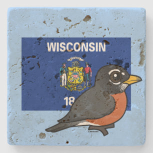 De staat Birdorable of Wisconsin: Amerikaanse Robi Stenen Onderzetter