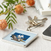 De staat Birdorable van Louisiana: Brown Pelican Sleutelhanger (Zijkant)