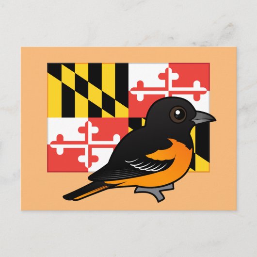 De staat Birdorable van Maryland: Baltimore Oriole Briefkaart (Voorkant)