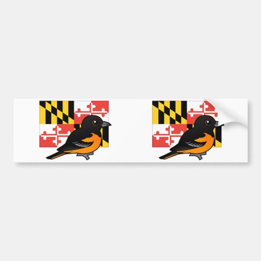 De staat Birdorable van Maryland: Baltimore Oriole Bumpersticker (Voorkant)