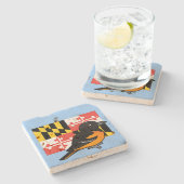 De staat Birdorable van Maryland: Baltimore Oriole Stenen Onderzetter (Zijkant)