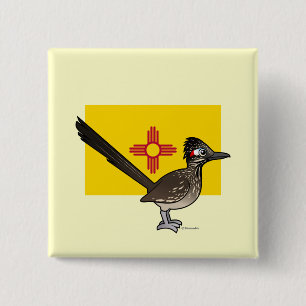 De staat Birdorable van New Mexico: Roadrunner Vierkante Button 5,1 Cm