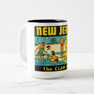De staat Clam, New Jersey, Vintage Tweekleurige Koffiemok