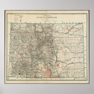 De staat Colorado Map Poster