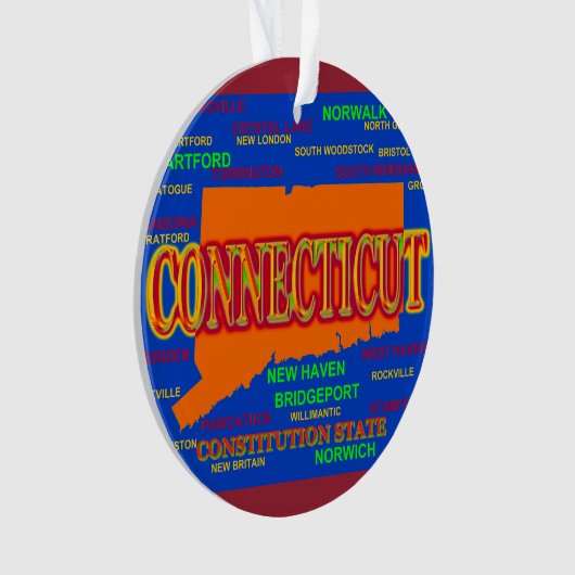 De staat Connecticut Map, New Haven, Hartford Ornament (voorkant)