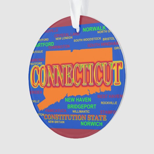 De staat Connecticut Map, New Haven, Hartford Ornament (voorkant)