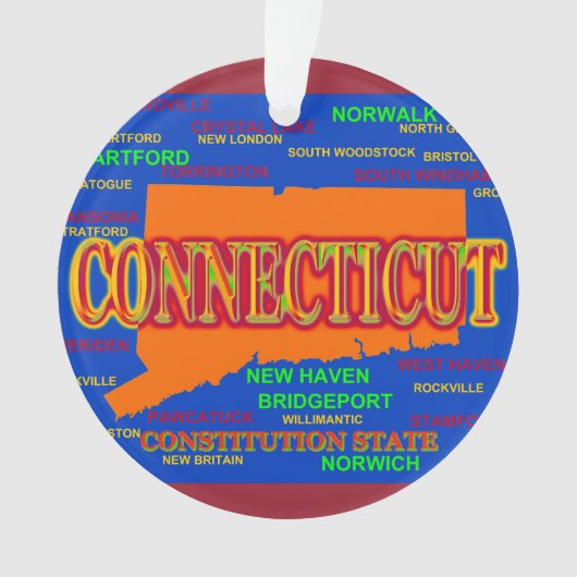 De staat Connecticut Map, New Haven, Hartford Ornament (voorkant)