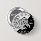 De staat Faux Alaska tart de grote deelstaat Grizz Ronde Button 5,7 Cm (Voorkant /achterkant)