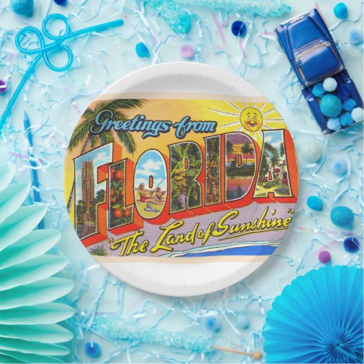 De staat Florida FL  groot Briefkaart Papieren Bordje (Feest)