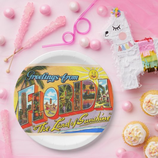 De staat Florida FL groot Briefkaart Papieren Bordje (Feest)