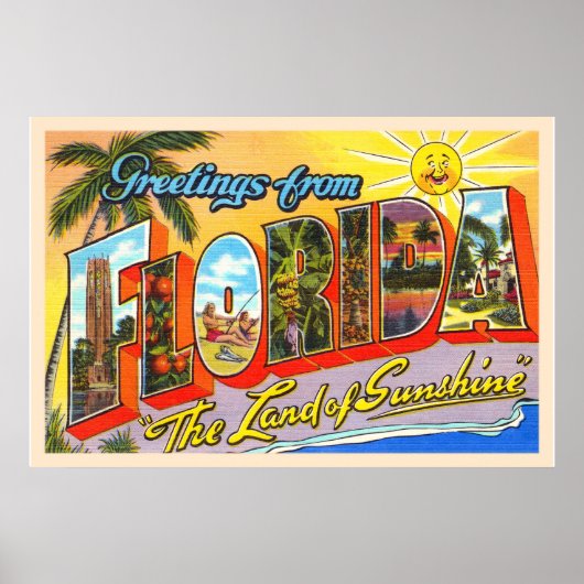 De staat Florida FL  groot Briefkaart Poster (Voorkant)