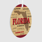 De staat Florida Map, Miami, Orlando, Key West Ornament (voorkant)