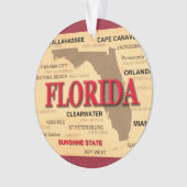 De staat Florida Map, Miami, Orlando, Key West Ornament (voorkant)