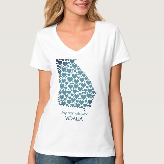 De staat Georgia Silhouette Hearts & Hometown T-shirt (Voorkant)